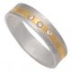 Alianza tallada 5mm. brillo-mate bicolor 3 diamantes oro 18k