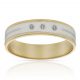 Alianza tallada 5mm. bicolor brillo-mate 3 diamantes oro 18k