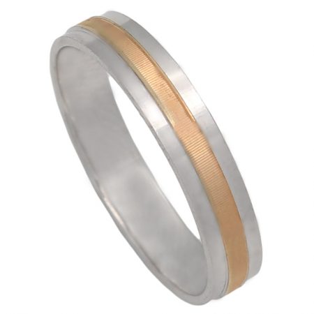 Alianza tallada bicolor 4mm. oro rosa y oro blanco 18k