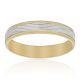Alianza bicolor tallada ondas brillo y mate oro 18k