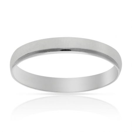 Alianza lisa brillo media caña 3mm. oro blanco 18k