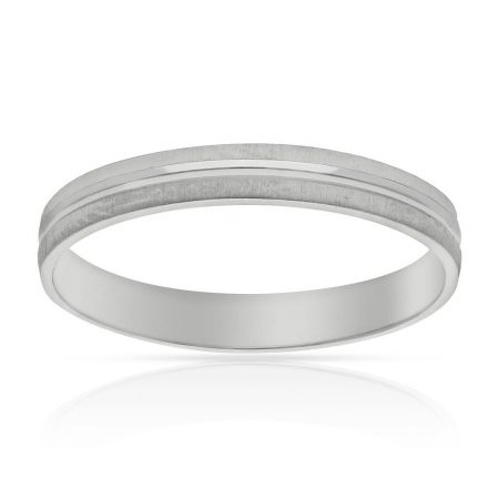 Alianza fina tallada brillo y mate 3mm. oro blanco 18k