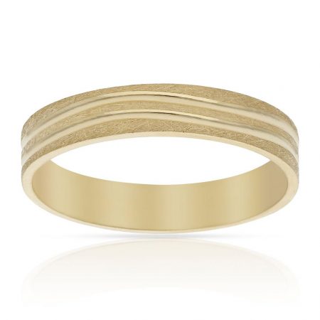 Alianza tallada ondas talladas brillo y mate 4mm. oro 18k
