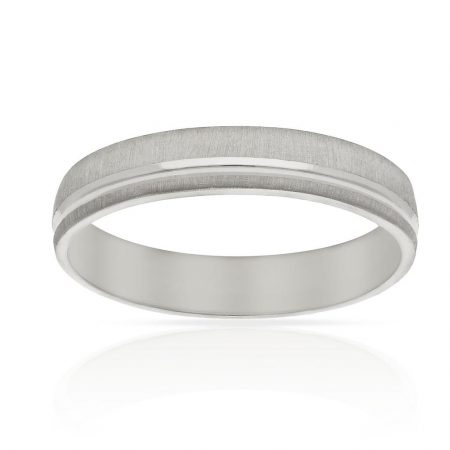 Alianza ancha tallada brillo y mate 5mm. oro blanco 18k