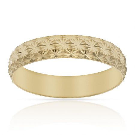 Alianza tallada en estrella brillo 4,5mm oro 18k