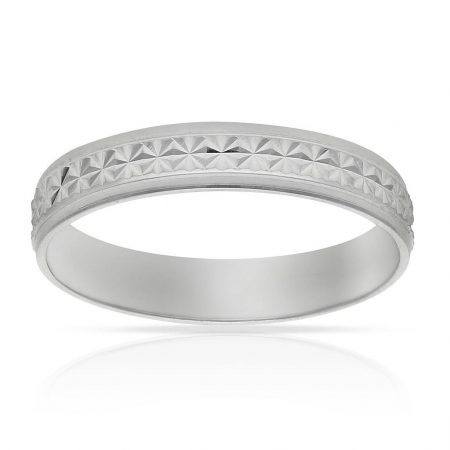 Alianza tallada en estrella brillo 4mm. oro blanco 18k