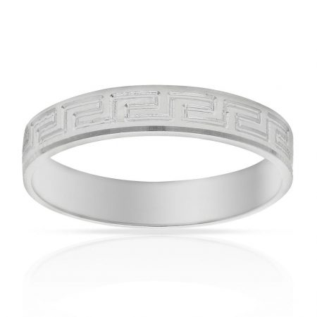 Alianza tallada en greco brillo 4mm. oro blanco 18k