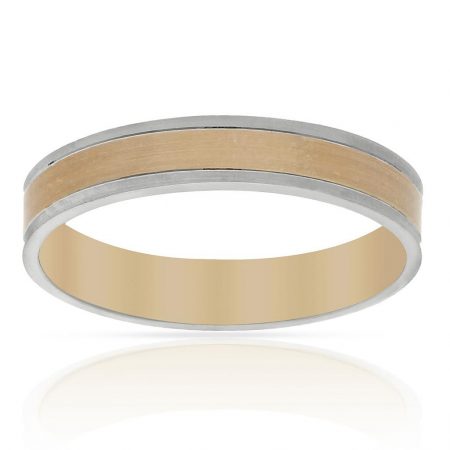 Alianza bicolor tallada brillo 4mm. oro rosa y blanco 18k