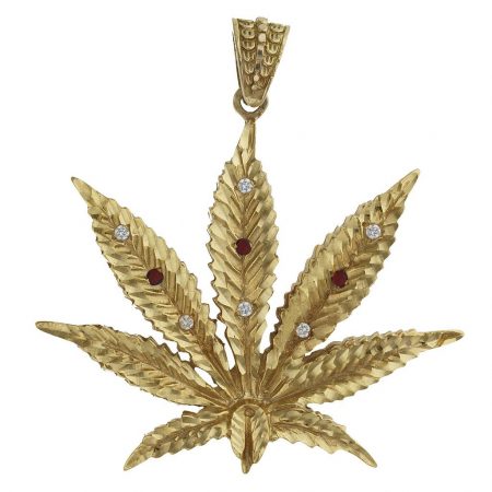 Colgante marihuana circonitas 58mm.x52mm. oro 18k