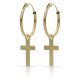 Aros lisos abalorio cruz lisa oro 18k
