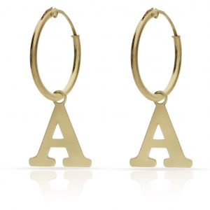 Aros con abalorio de letra oro 18k