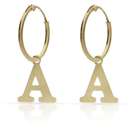 Aros con abalorio de letra oro 18k