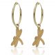 Aros lisos con abalorio de libélula oro 18k