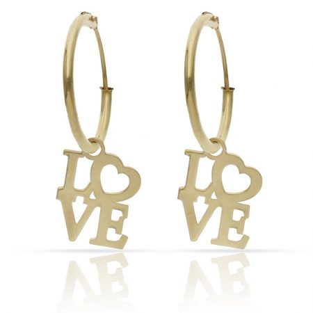Aros con abalorio de Love oro 18k