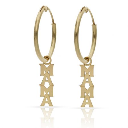 Aros abalorio letras MAMA oro 18k