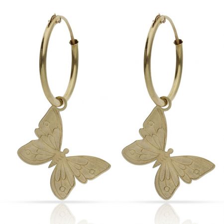Aros con abalorio de mariposa oro 18k