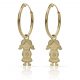 Aros lisos con abalorio de niña oro 18k