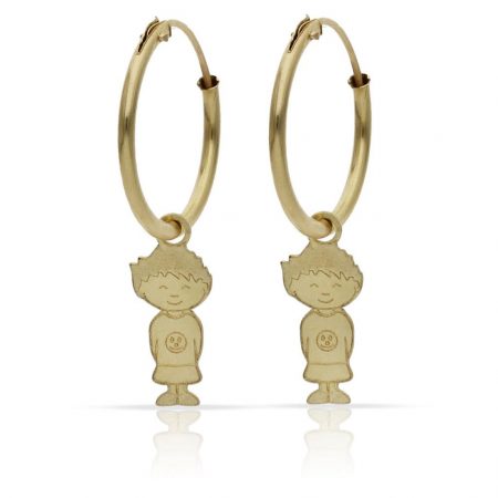 Aros lisos abalorio niños oro 18k