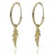 Aros con abalorio de pluma oro 18k