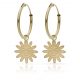 Aros lisos abalorio de sol oro 18k