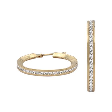 Aros circonitas brillo espejo 15mm.oro 18k