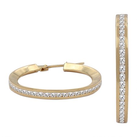 Aros circonitas brillo 20mm. oro 18k