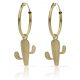 Aros brillo liso cactus tallado oro 18k