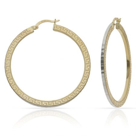 Aros planos greco 35mm.x2mm. bicolor oro 18k