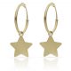 Aros lisos abalorio estrella oro 18k
