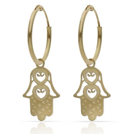 Aros con mano de Fátima oro 18k