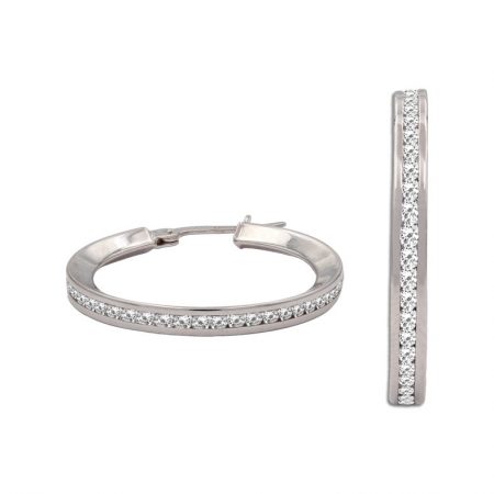 Aros circonitas 15mm. oro blanco 18k