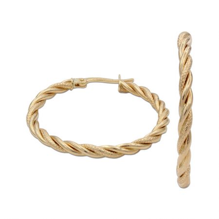 Aros rizados brillo mate 20mm. oro 18k
