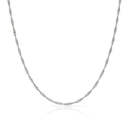 Cadena fina Singapur ancho de 1,5mm. y largo 40cm. oro blanco 18k
