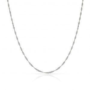 Cadena fina singapur ancho de 1mm. y largo 45cm. oro blanco 18k