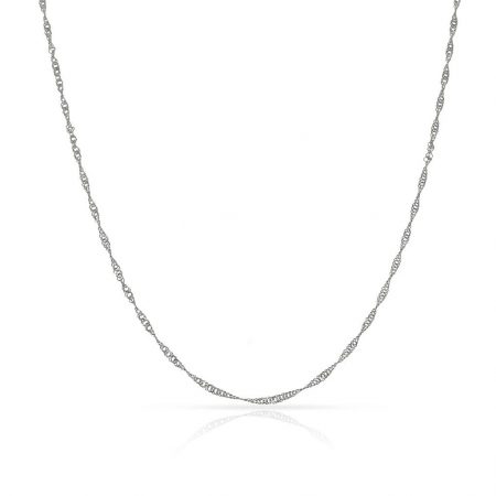 Cadena fina Singapur ancho de 1mm. y largo 50cm. oro blanco 18k
