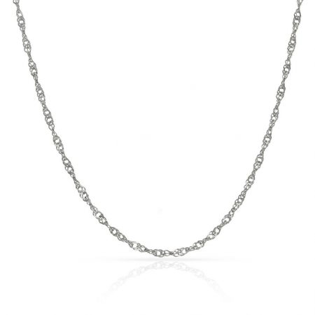 Cadena Singapur ancho de 2mm. y largo 50cm. oro blanco 18k