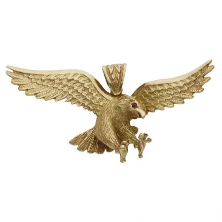 Colgante águila tallado 61mm.x28mm. oro 18k