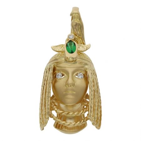 Colgante cabeza Cleopatra circonitas 20mm.x32mm. oro 18k