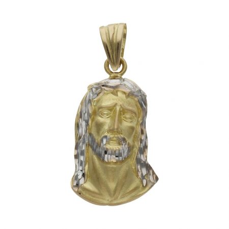 Colgante rostro cristo bicolor 16mm.x27mm. oro 18k