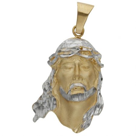 Colgante rostro cristo bicolor 23mm.x34mm. oro 18k