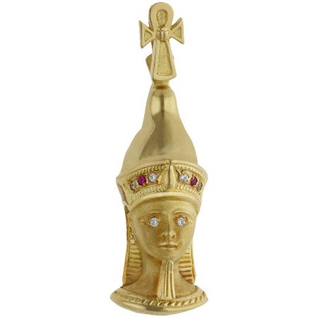 Colgante cabeza egipcia 16mm.x42mm. oro 18k