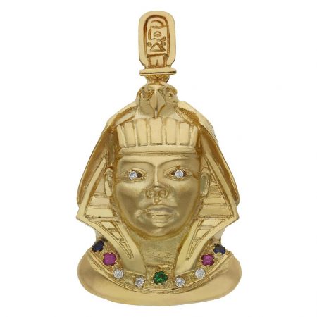 Colgante cabeza egipcia 26mm.x40mm. oro 18k