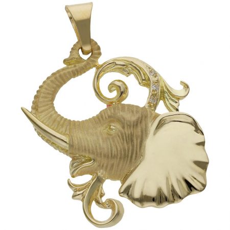Colgante cabeza de elefante 38mm.x34mm. oro 18k