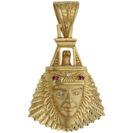 Colgante cabeza indio 34mm.x46mm. oro 18k