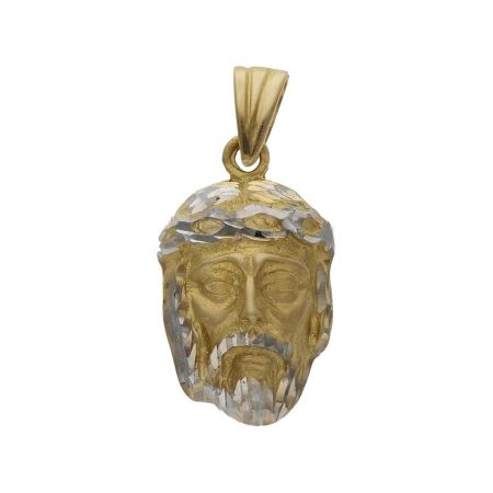 Colgante rostro cristo bicolor 15mm.x25mm. oro 18k