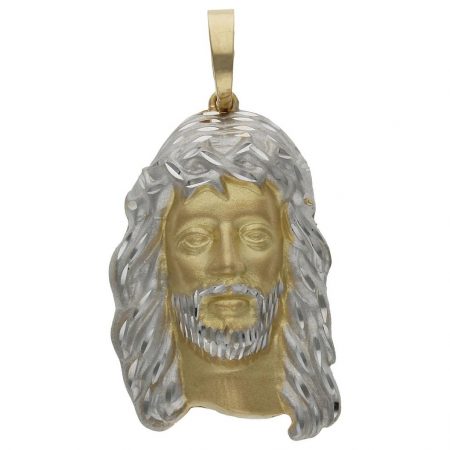 Colgante rostro cristo bicolor 19mm.x33mm. oro 18k