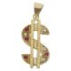 Colgante dólar circonitas 20mm.x38mm. oro 18k