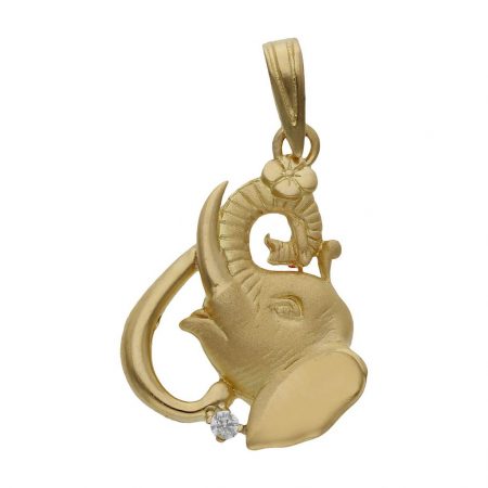 Colgante cabeza elefante circonita 17mm.x24mm. oro 18k