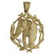 Colgante elefante cerco y circonitas 36mm.x43mm. oro 18k