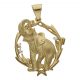 Colgante elefante con cerco y circonitas 33mm.x40mm. oro 18k